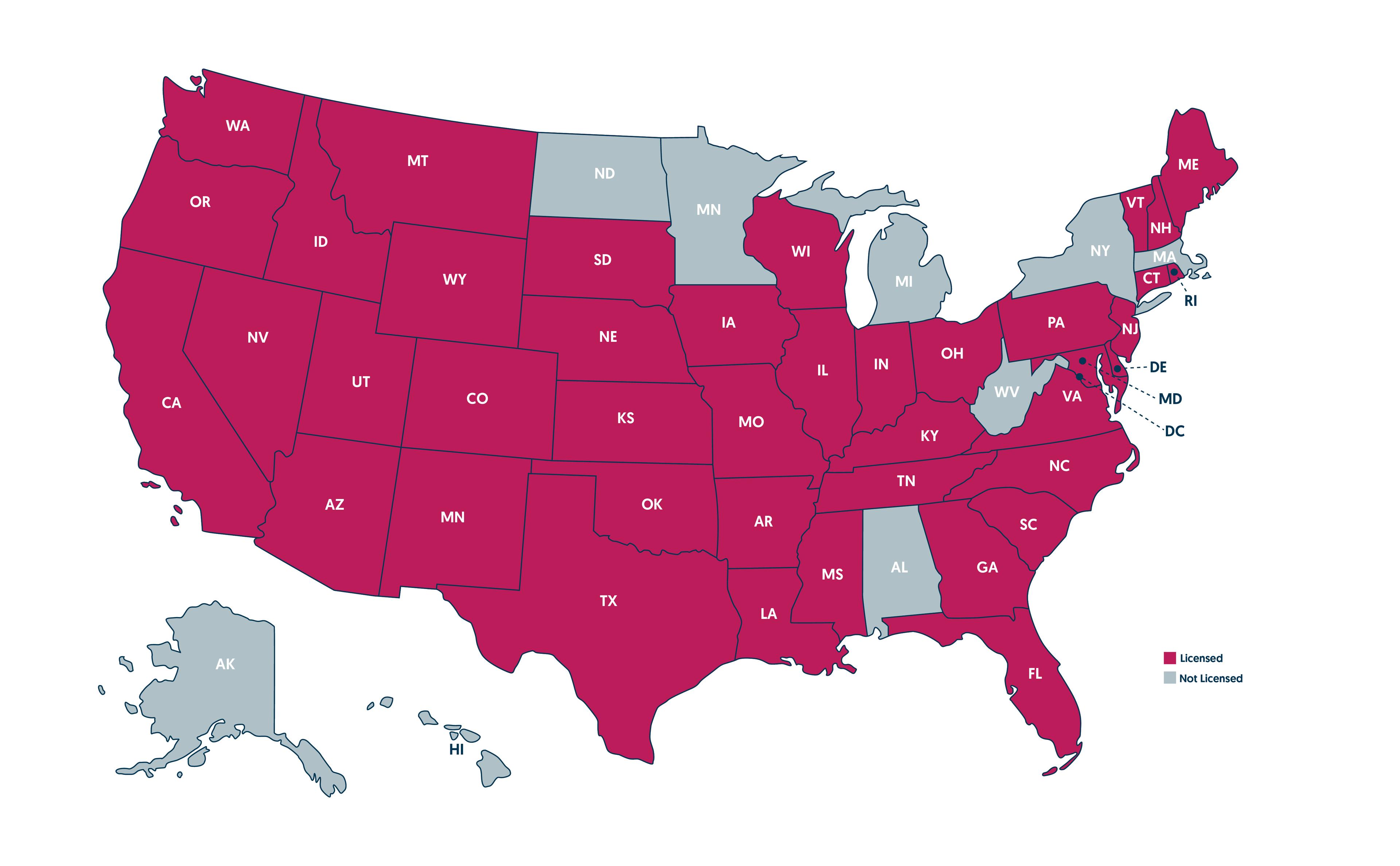 Licensed States